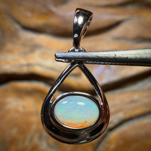 Sterling Silver - Solid South Australian Crystal Opal Pendant