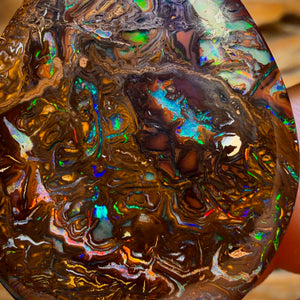 Bargain Banger Card of the Night! 79.8cts - “Art of Opal” Top Tribal Queensland Boulder Opal from Yowah. Electric Colour AND Double Sided!
