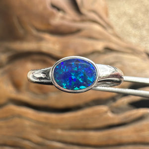 14k White Gold Doublet Opal Ring- Hand Made - Opal Whisperers