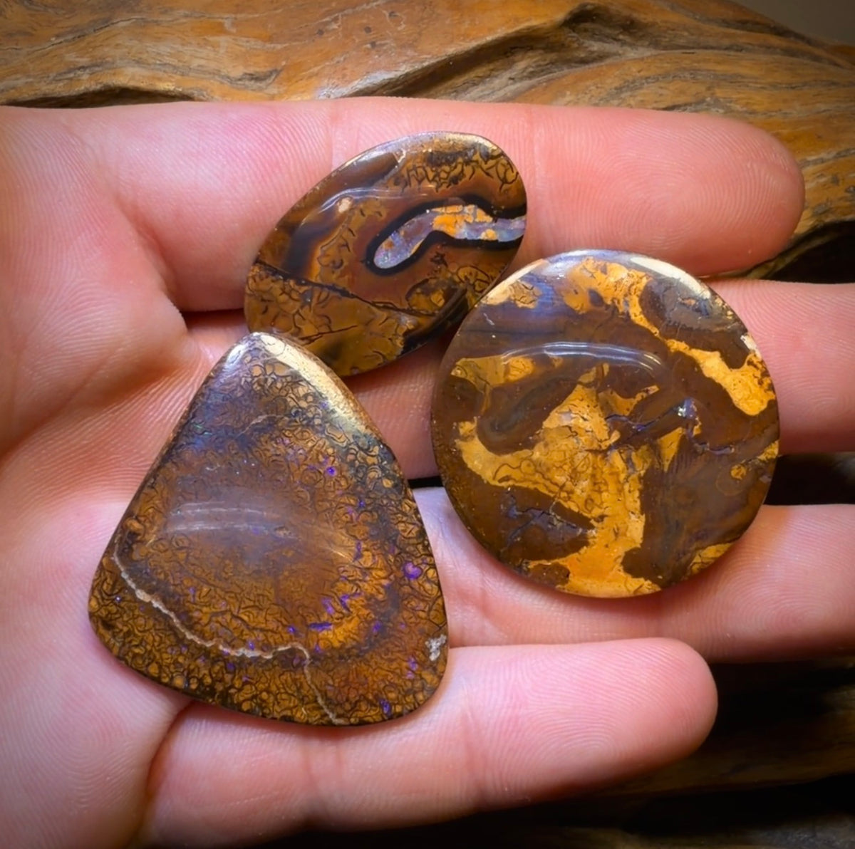 161.6cts - 3x Australian Tribal Boulder Opal’s. Wholesale Dealers Parcel $1/Ct Bargain