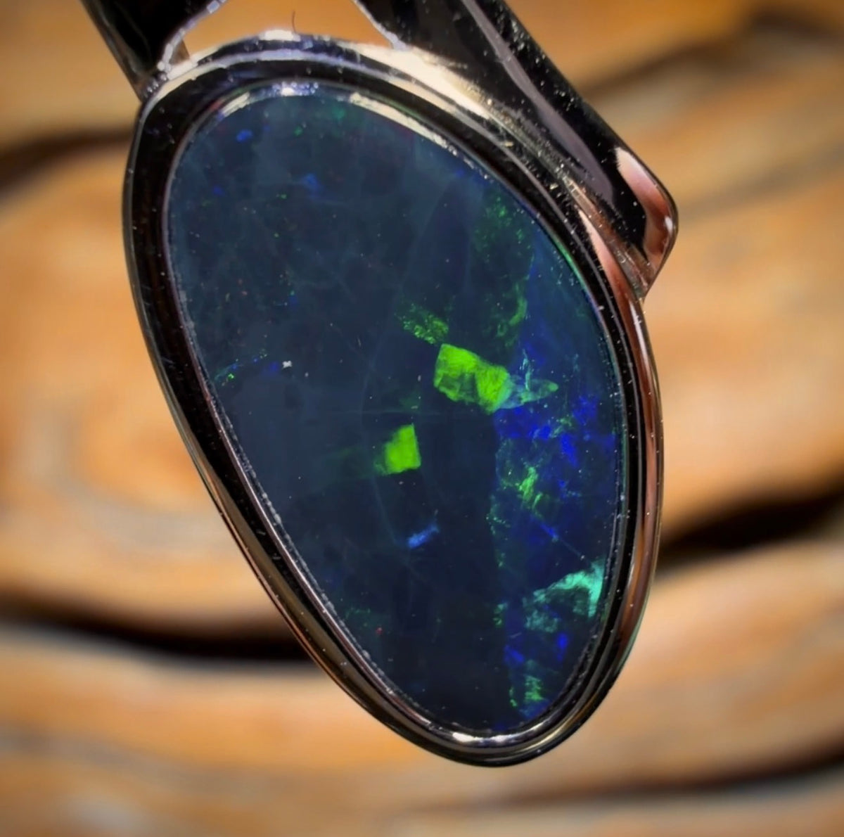 Sterling Silver - Queensland Boulder Black Opal Doublet Pendant