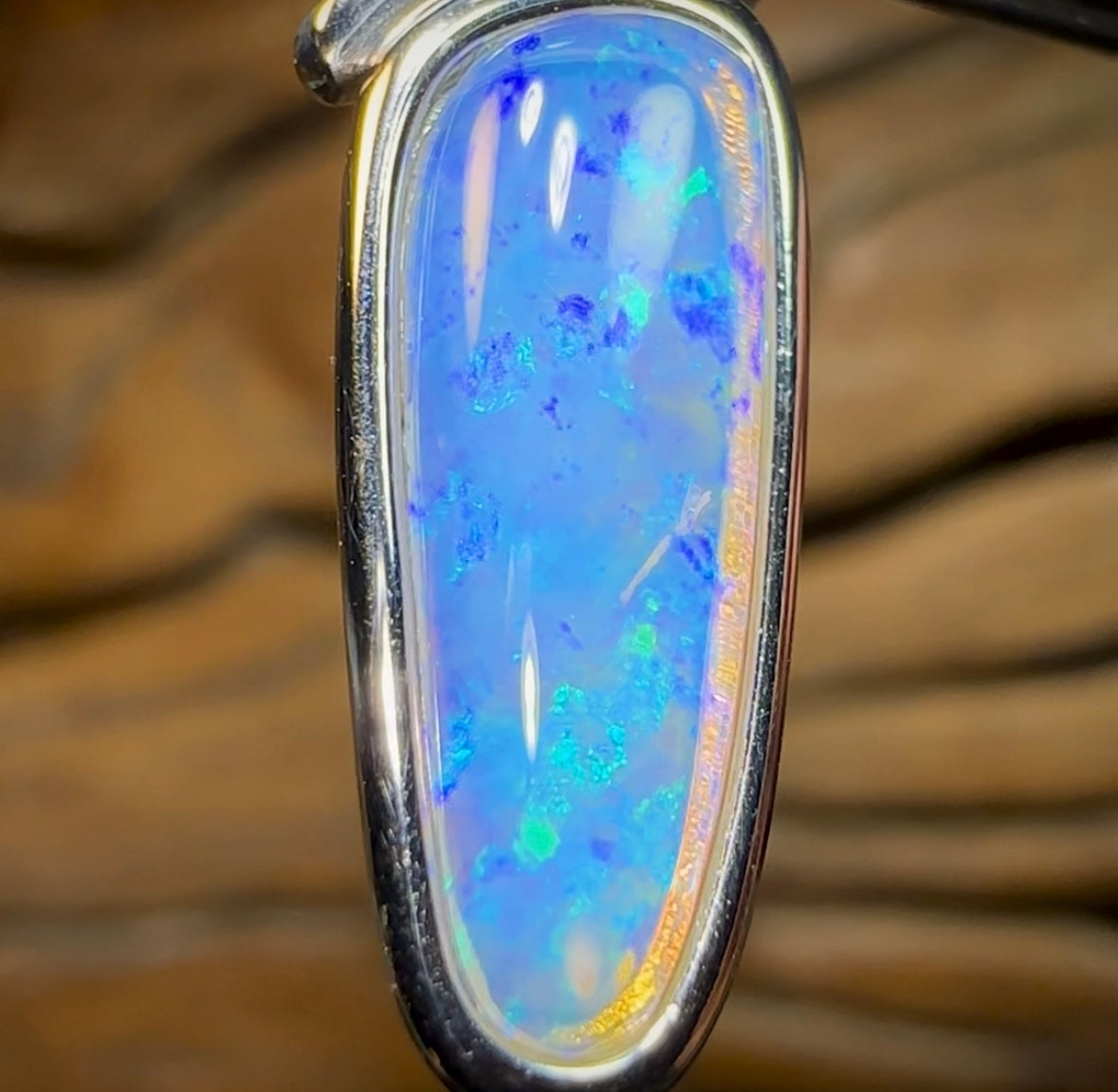 Sterling Silver - Solid South Australian Crystal Opal Pendant - Opal Whisperers