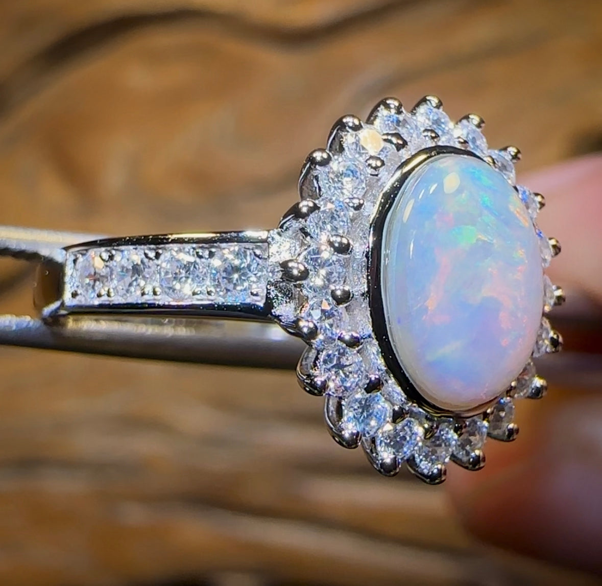 Sterling Silver - South Australian Solid White Opal Ring - Opal Whisperers