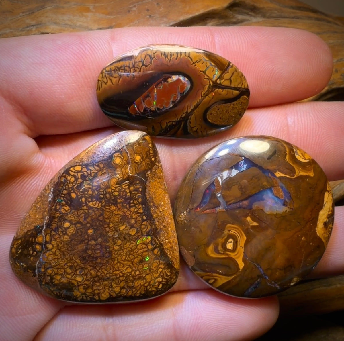 161.6cts - 3x Australian Tribal Boulder Opal’s. Wholesale Dealers Parcel $1/Ct Bargain