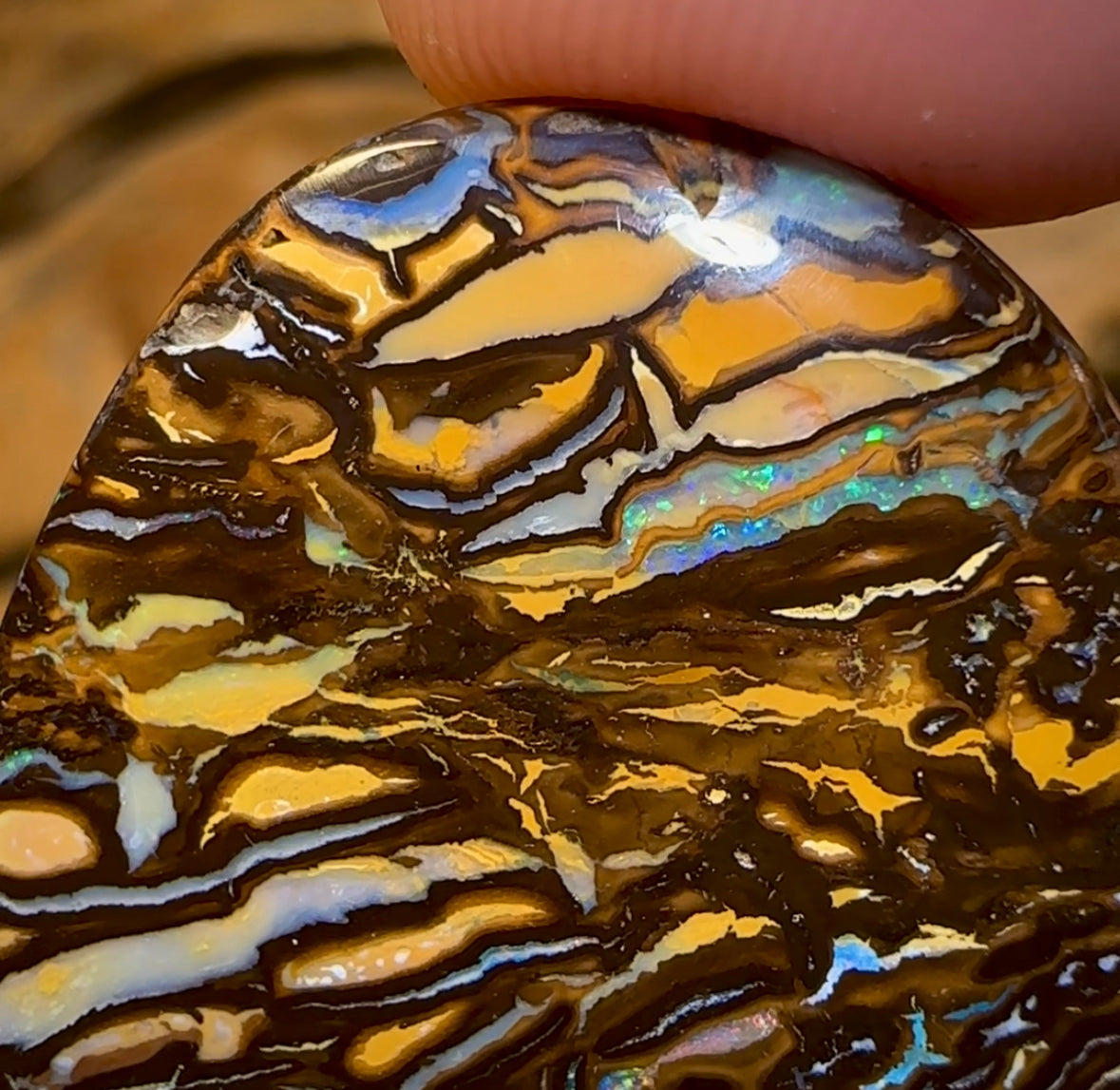 57.4cts - Australian Boulder Opal. Top Koroit “Tribal Magic” - Opal Whisperers