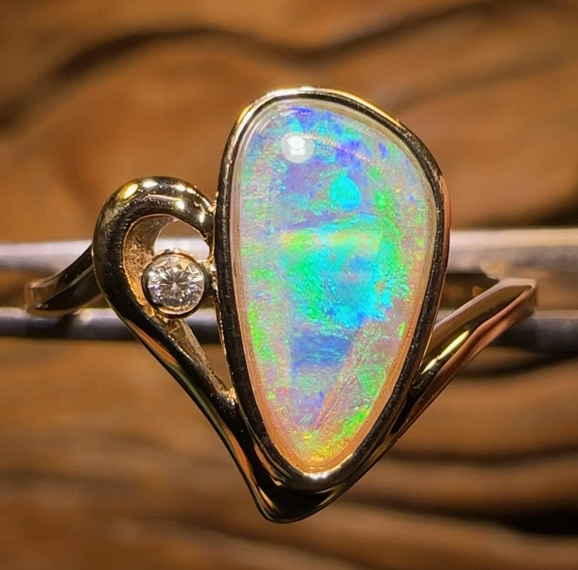 14k Gold - South Australian Crystal Opal Ring