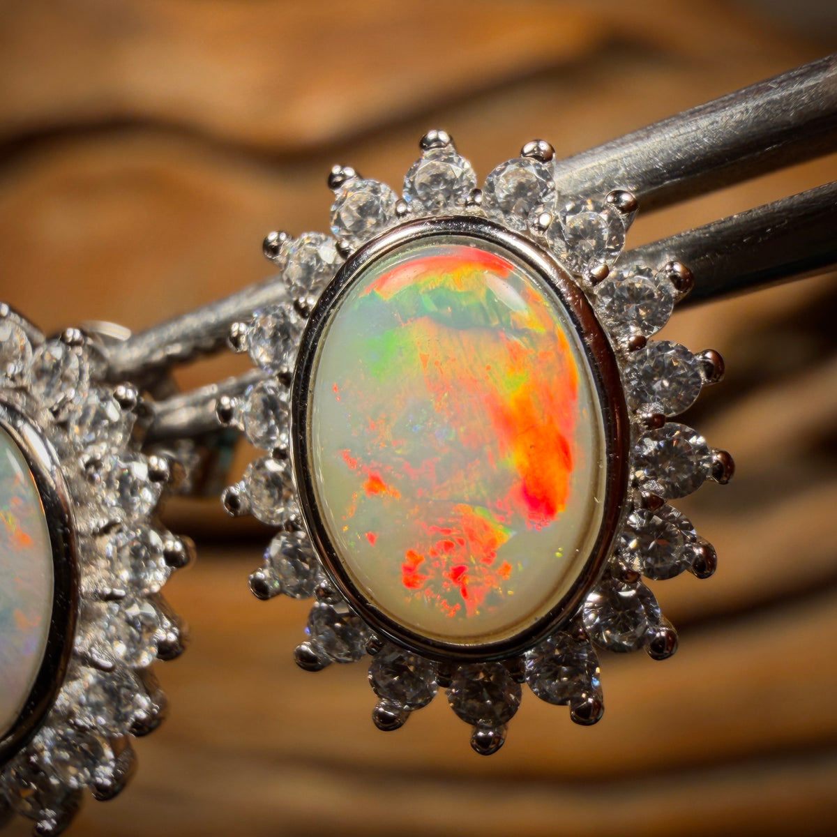 Sterling Silver - South Australian Crystal Opal Stud Earrings