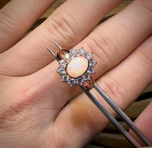 Princess Design Sterling Silver Plated - Solid South Australian Crystal Opal Ring - Opal Whisperers