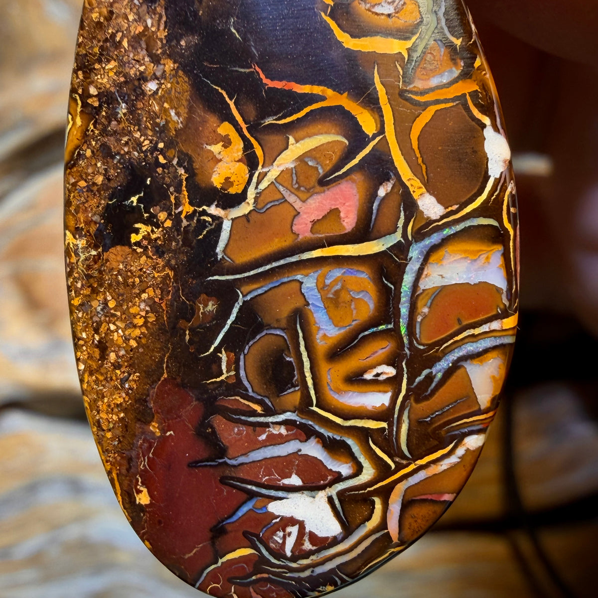 🔨 AUCTION 🔨 39 x 21mm - Drilled Tribal Queensland Boulder Opal Necklace