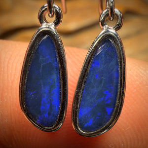 Sterling Silver - Australian Boulder Opal Doublet Hook Earrings
