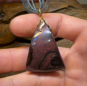 Sterling Silver Plated - Solid Australian Boulder Opal Pendant - Opal Whisperers