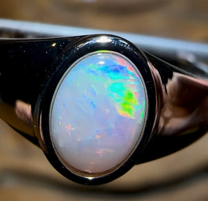 St. Silver - Classic South Australian Crystal Opal Ring - Opal Whisperers