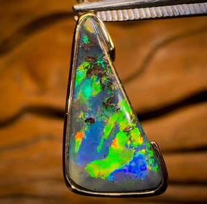 Top Class Top Stone 14k Gold - Solid Queensland Boulder Opal Pendant