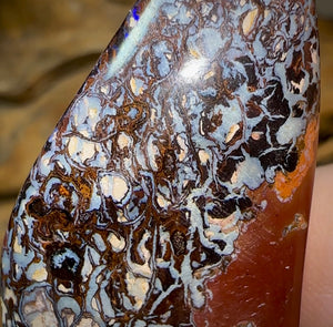 49 x 25mm - Drilled Australian Boulder Opal. Black TRIBAL PATTERN