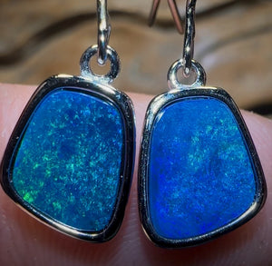 Sterling Silver - Australian Boulder Opal Doublet Hook Earrings