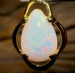 Sterling Silver Plated - Solid South Australian Crystal Opal Pendant. Half Price Free Setting