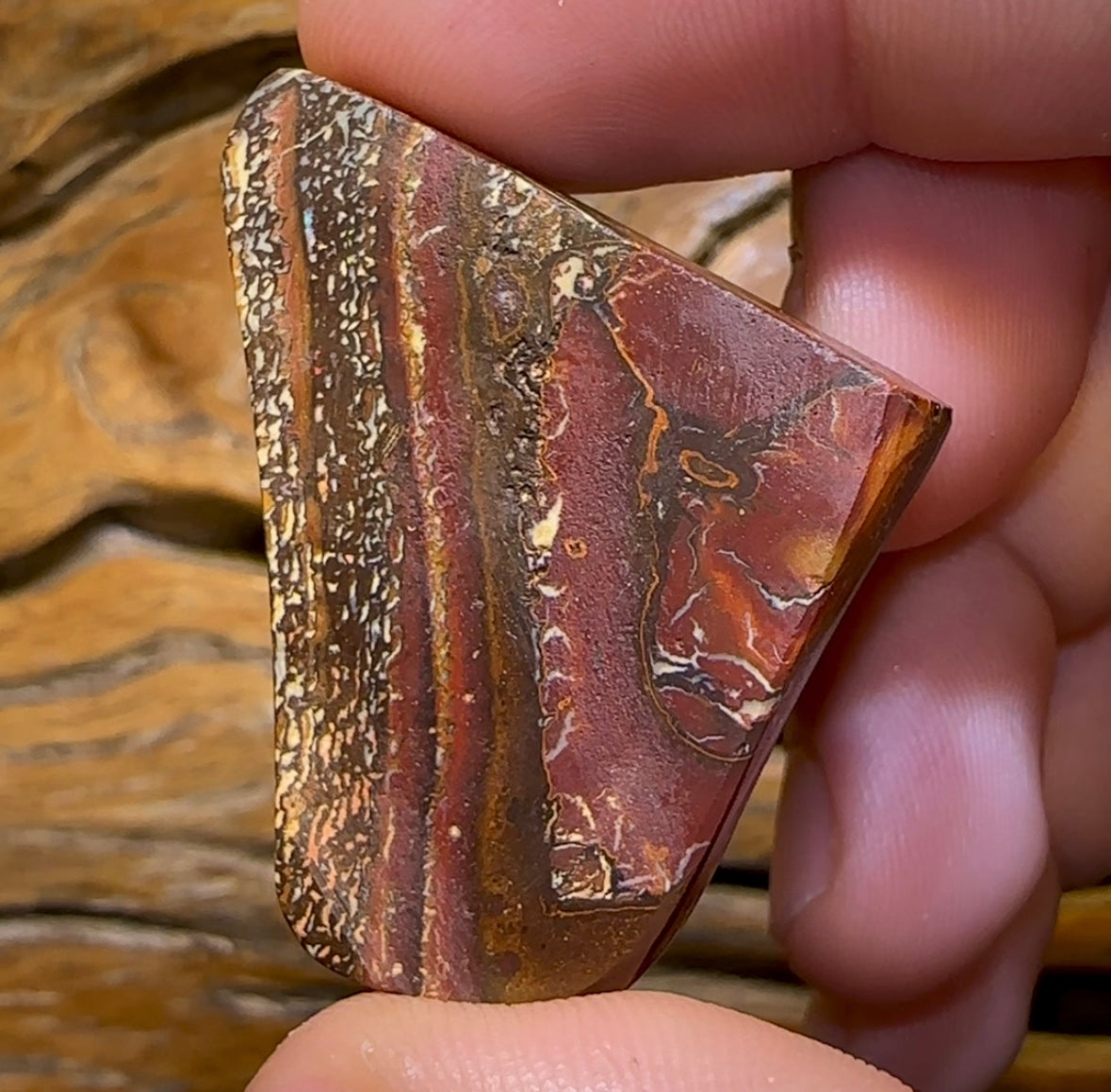 115.3cts - “Tribal Camouflage” Polished Tribal Yowah Nut Opal Specimen. - Opal Whisperers