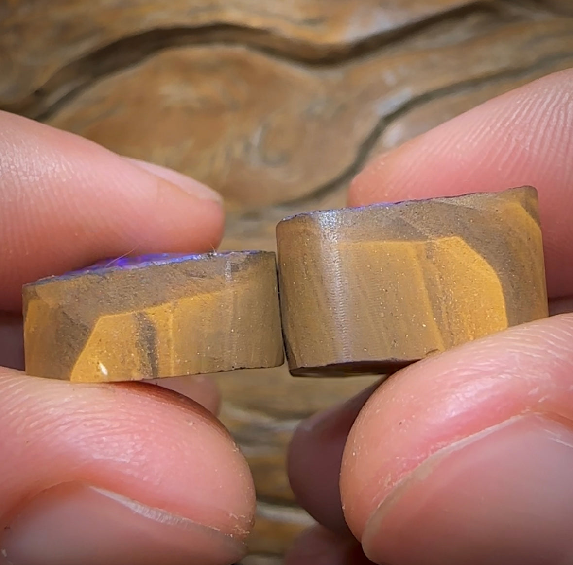 (Template) 69.8cts - Australian Boulder Opal Specimen. Natural Split Pair - Opal Whisperers