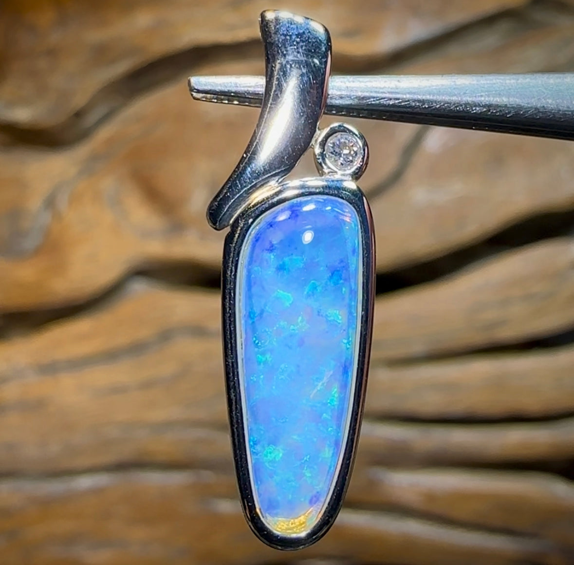 Sterling Silver - Solid South Australian Crystal Opal Pendant - Opal Whisperers