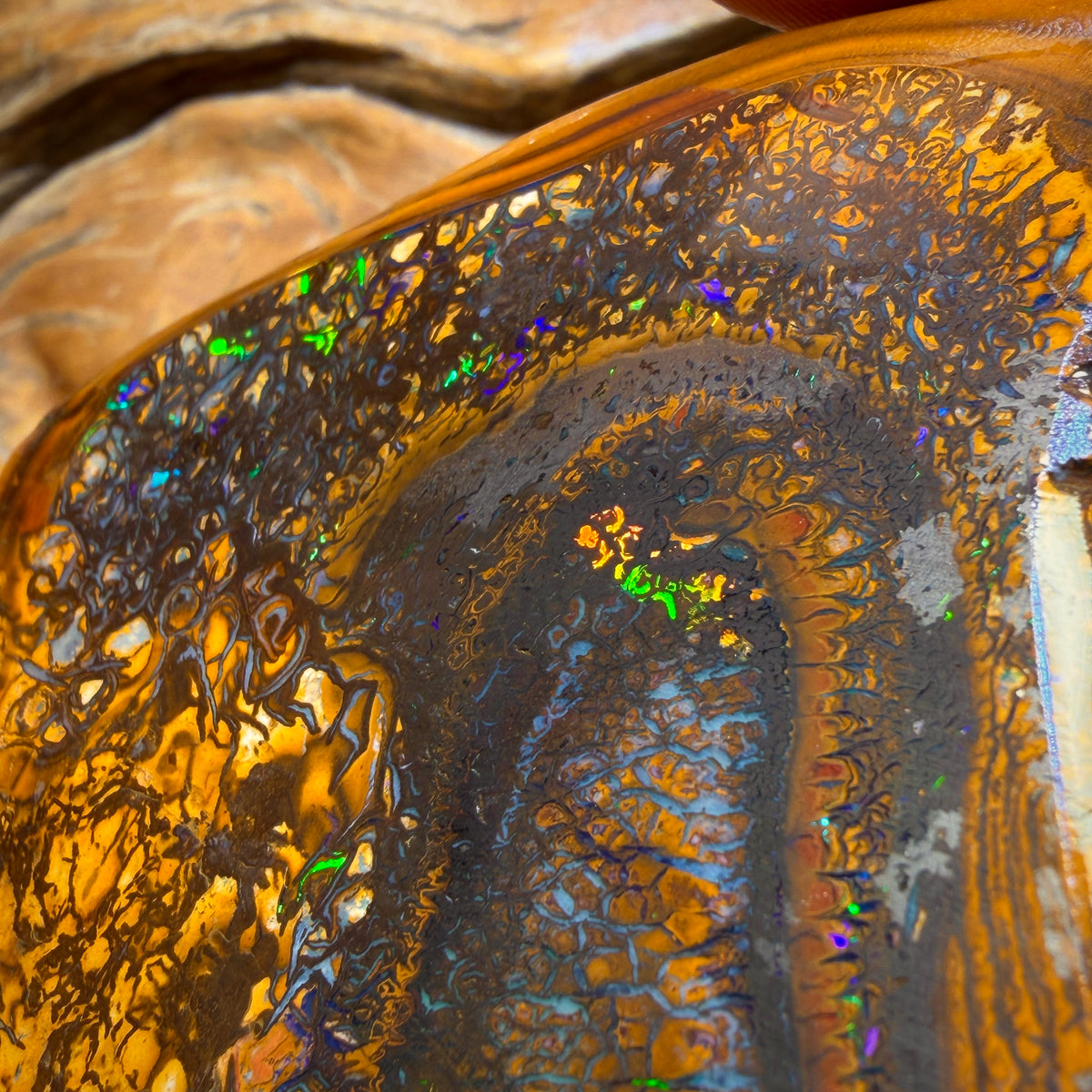 464.8cts - Wow! Large Tribal Yowah Nut Opal Rub. Metallic Colour