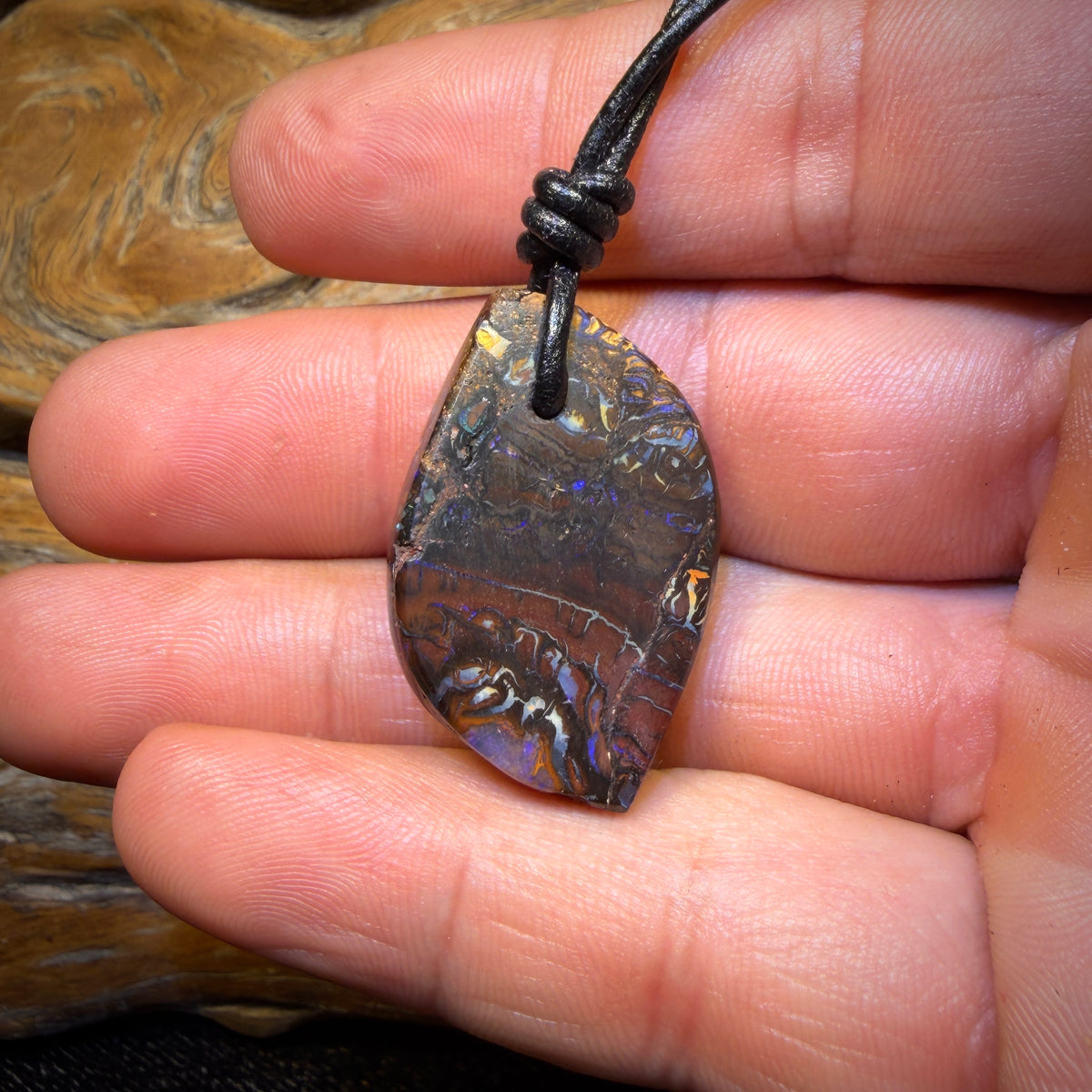 33 x 21mm - Drilled Tribal Queensland Boulder Opal Necklace