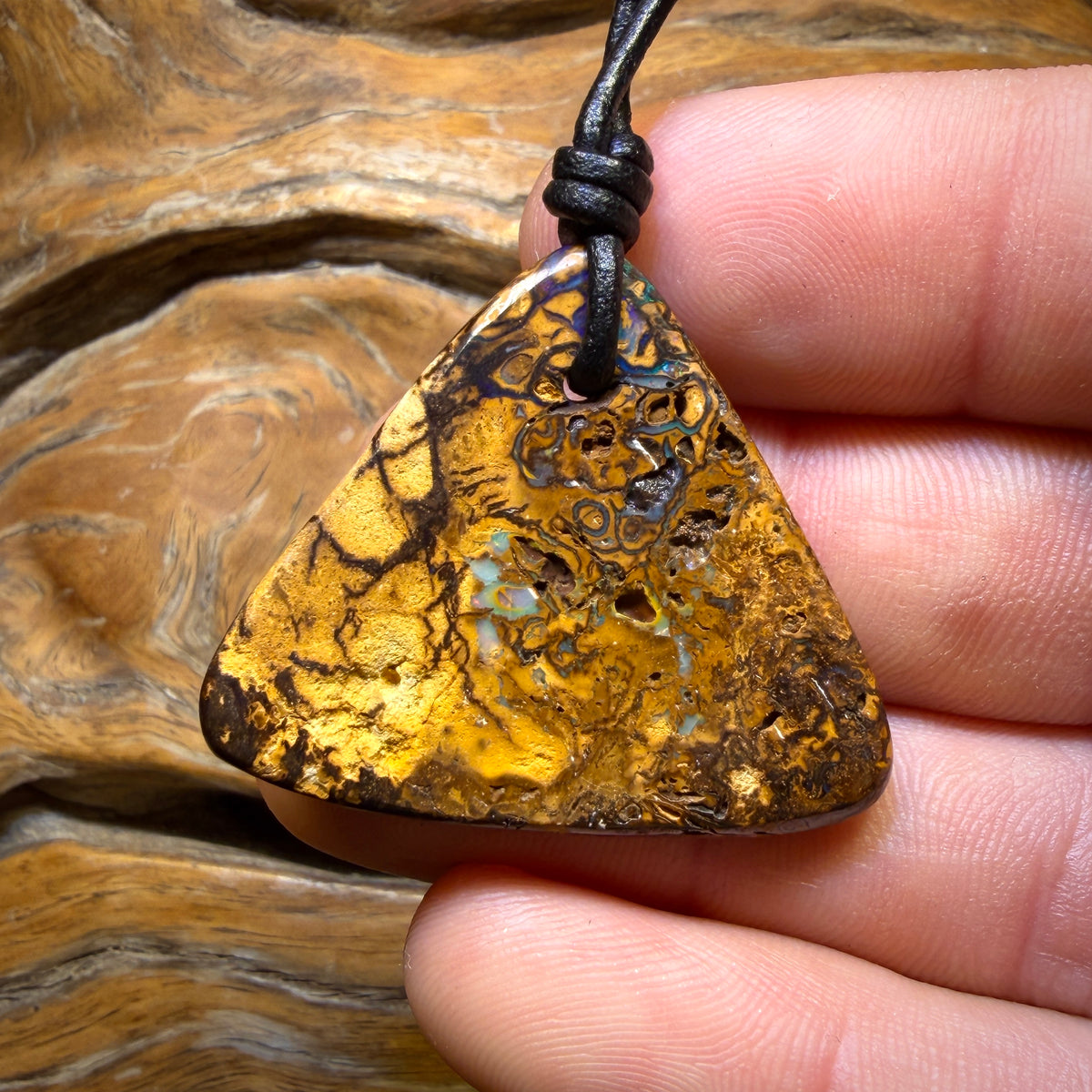 37 x 31mm - Drilled Tribal Queensland Boulder Opal Necklace