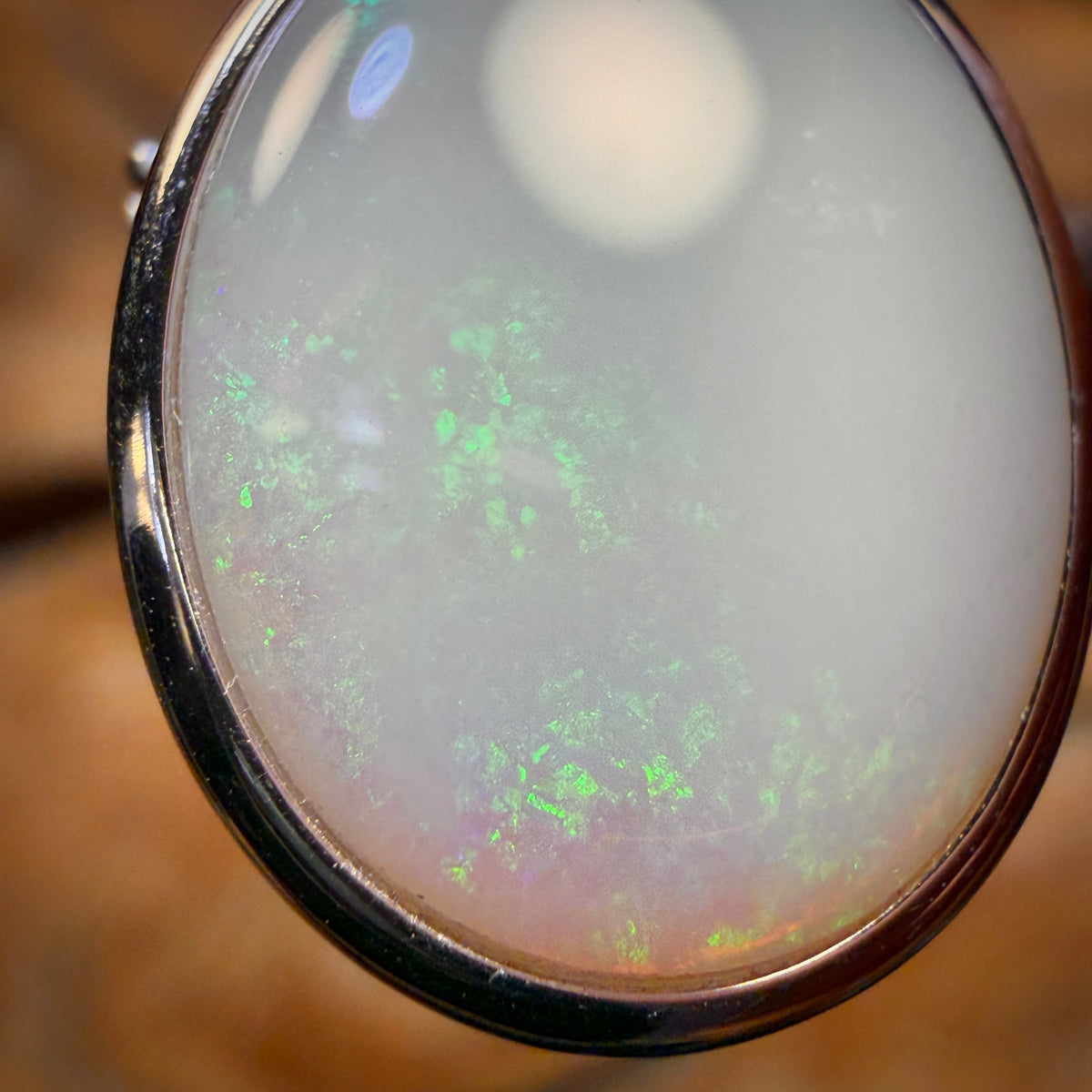 Sterling Silver - Solid South Australian White Opal Pendant Half Price Bargain