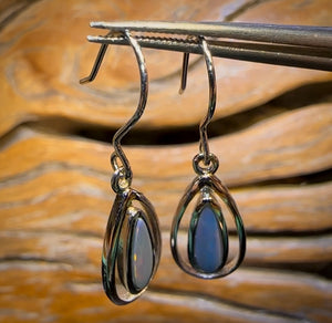Sterling Silver - Australian Boulder Opal Doublet Hook Earrings