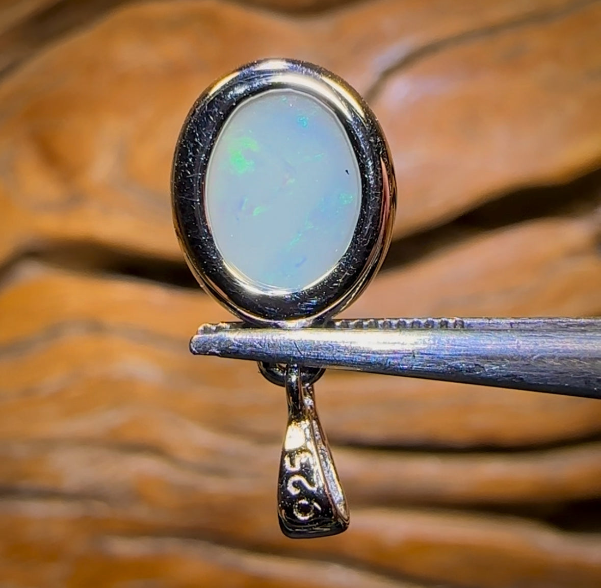 Sterling Silver - Solid South Australian White Opal Pendant