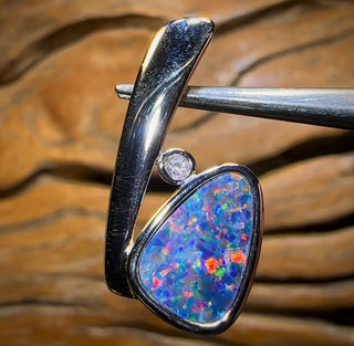 Pendentif doublet en argent sterling et opale boulder du Queensland