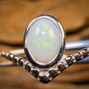 Bague en argent sterling avec opale de cristal d'Australie du Sud