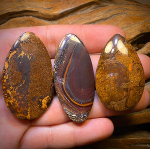 221.5cts - 3x Australian Tribal Boulder Opal’s. Wholesale Dealers Parcel $1/Ct Bargain