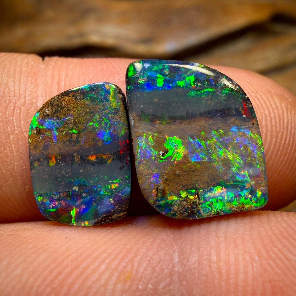 7.4cts - Top Australian Boulder Seam Opal Pair