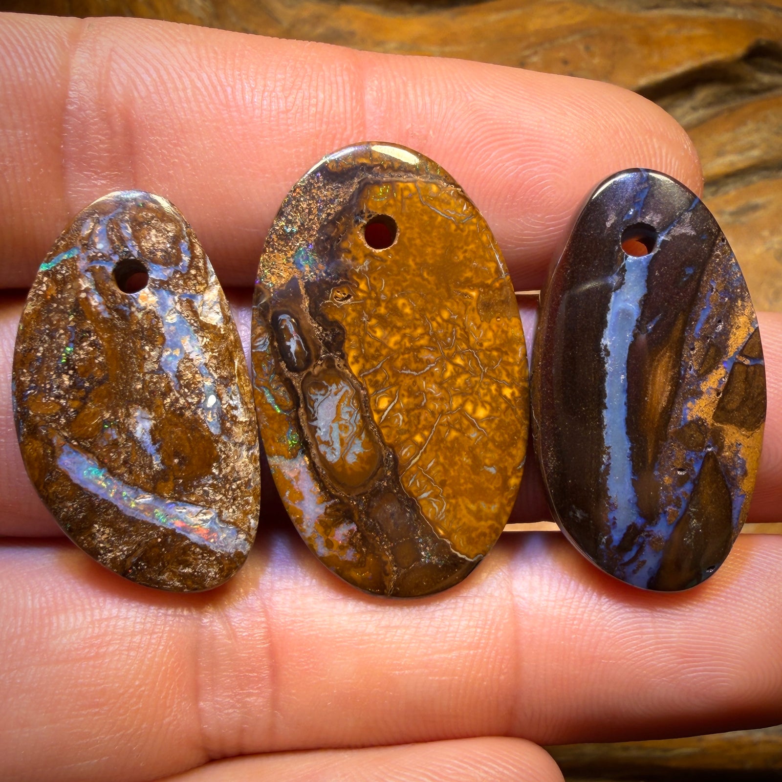 70.8cts - 3x Drilled Queensland Boulder Opals. BARGAIN Wholesale Parcel