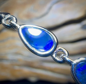 Sterling Silver - Australian Boulder Doublet Opal Bracelet