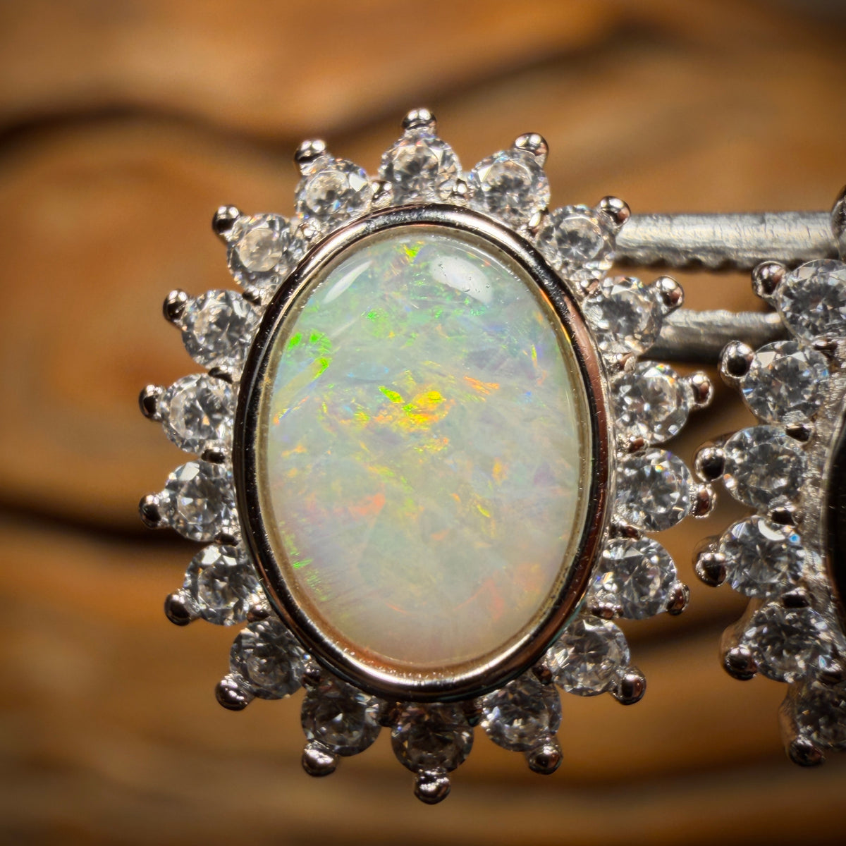 Sterling Silver - South Australian Crystal Opal Stud Earrings