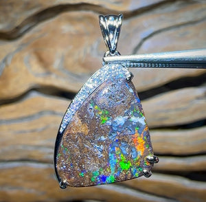 Sterling Silver - SOLID Australian Boulder Opal Pendant