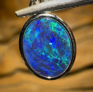 Sterling Silver - Australian Boulder Opal Doublet Pendant - Opal Whisperers