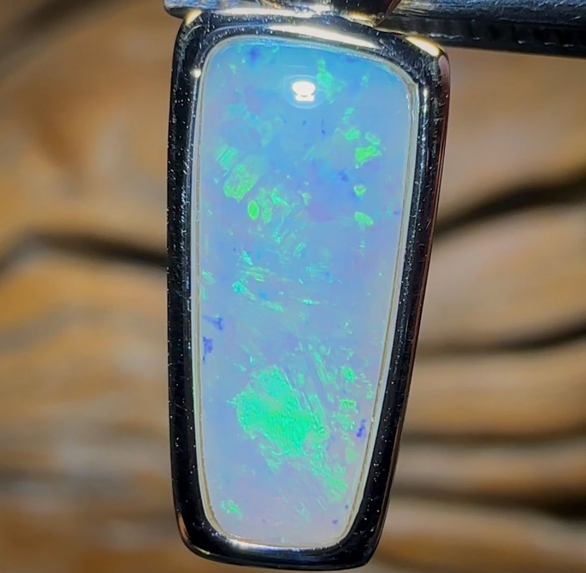 Sterling Silver - Solid South Australian White Opal Pendant
