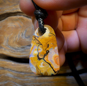 26 x 15mm - Pastel Picture Drilled Boulder Opal Pendant w/ Eco Friendly Vegan Cord