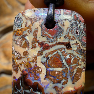 30 x 21mm - Cool Drilled Tribal Queensland Boulder Opal Necklace