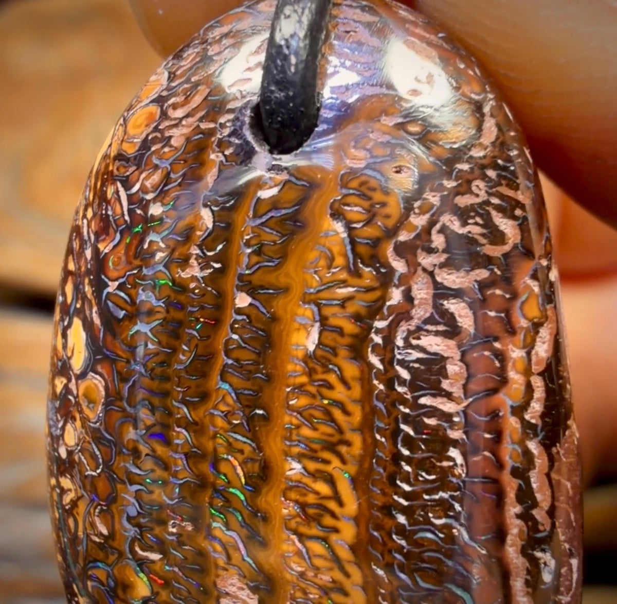 38 x 21mm - Drilled Tribal Queensland Boulder Opal Necklace