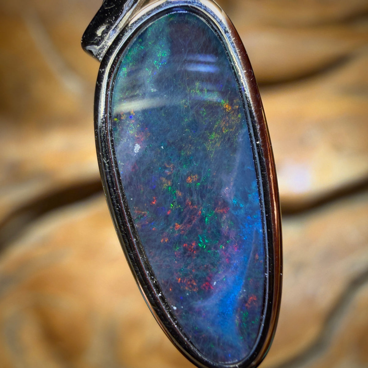 Sterling Silver - Australian Boulder Opal Doublet Pendant Half Price Bargain