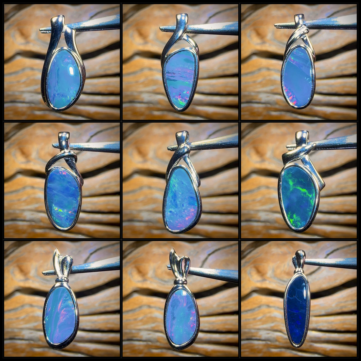 🔒Sterling Silver - WHOLESALE 9 PIECE PENDANT PARCEL. Australian Boulder Opal Doublet Jewellery