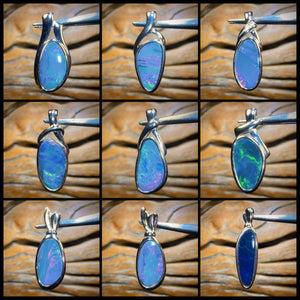 🔒Sterling Silver - WHOLESALE 9 PIECE PENDANT PARCEL. Australian Boulder Opal Doublet Jewellery