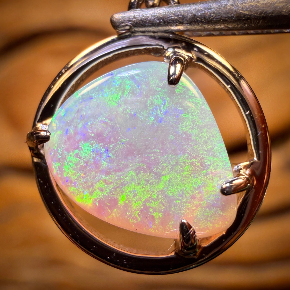 Sterling Silver - Solid South Australian Crystal Opal Pendant