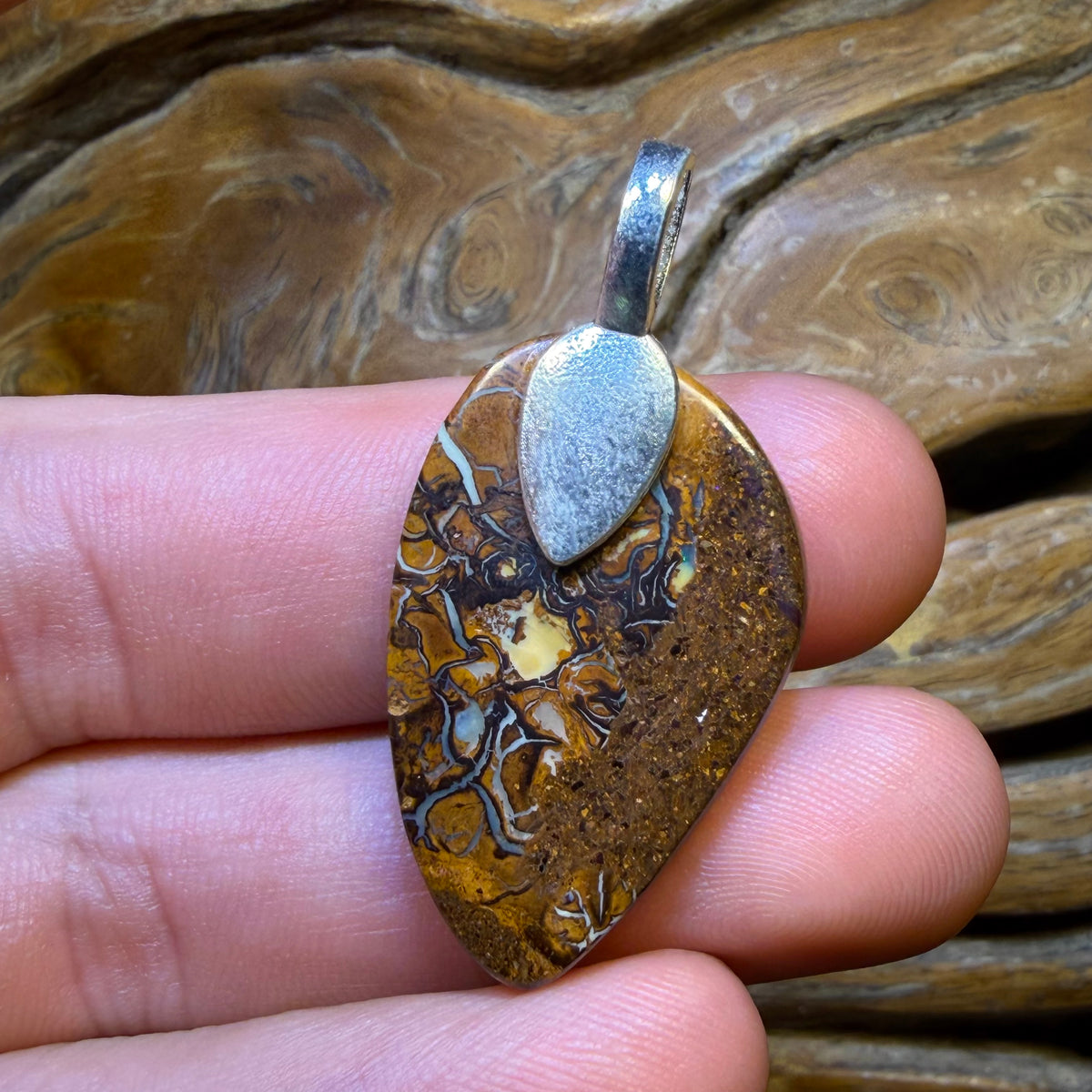 33.1cts - Great Tribal Solid Queensland Boulder Opal Pendant