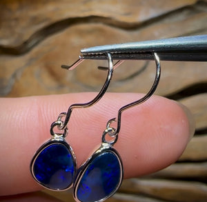 Sterling Silver - Australian Boulder Opal Doublet Hook Earrings. Bargain Line