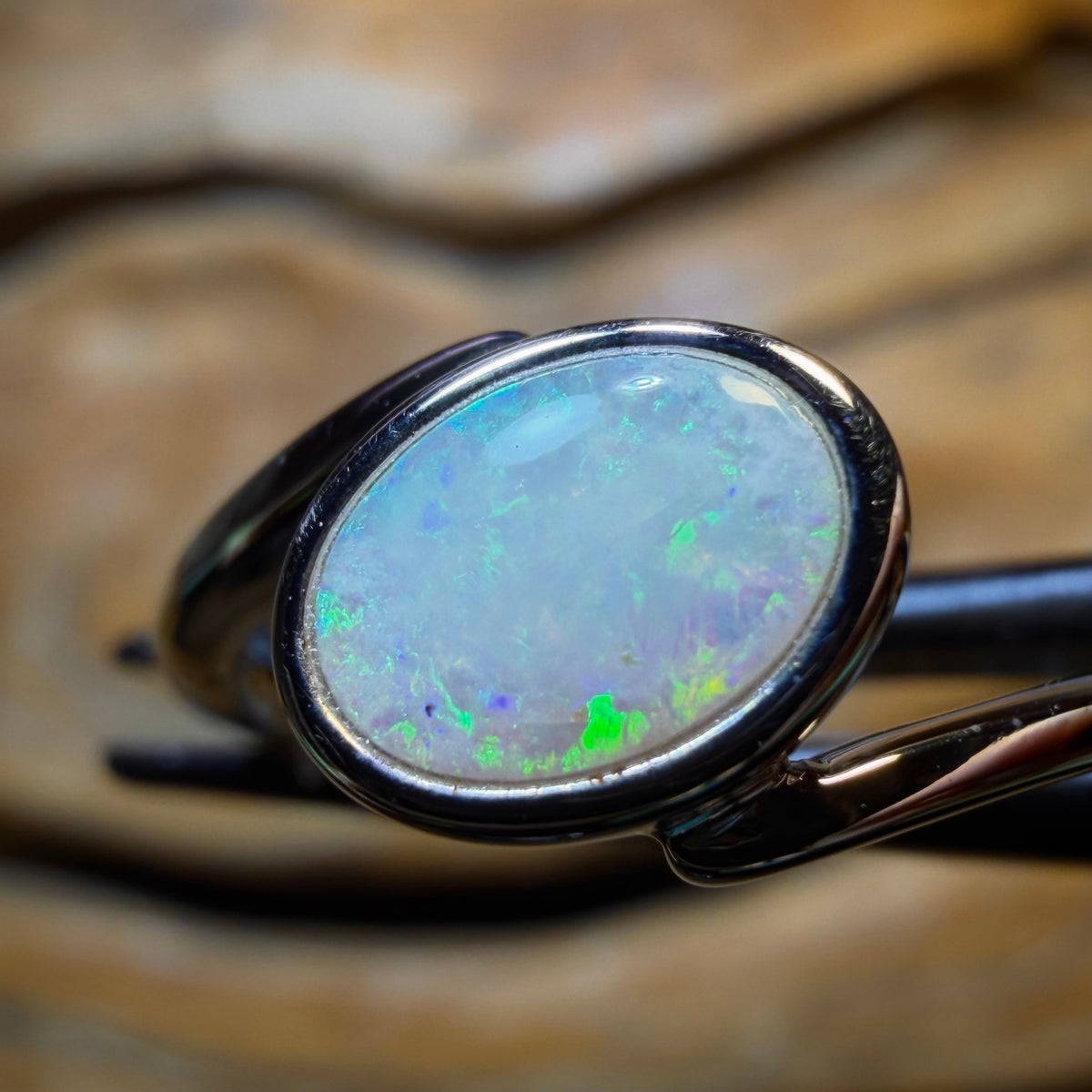 OpalFest BargainCard! Sterling Silver - Solid South Australian Crystal Opal Ring