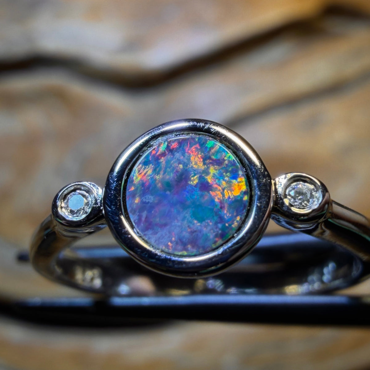 Sterling Silver - Queensland Boulder Opal Doublet Ring